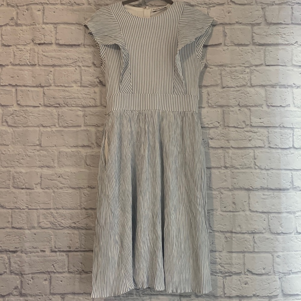 pink desert striped dress with pockets